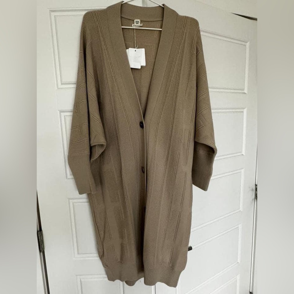 Hermes tan H cardigan